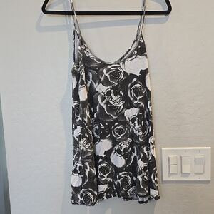 Edgy Floral Skull Women's Swing Tank Top